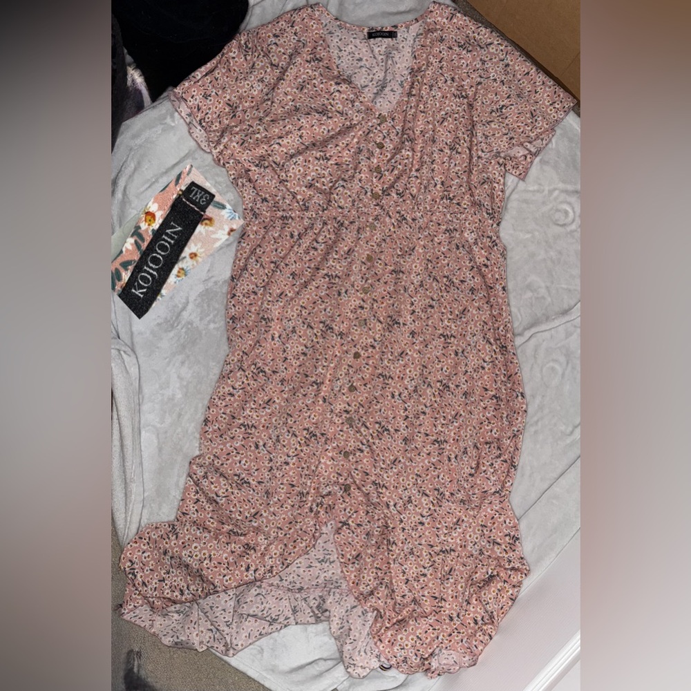 Koyoin Pink Floral midi dress